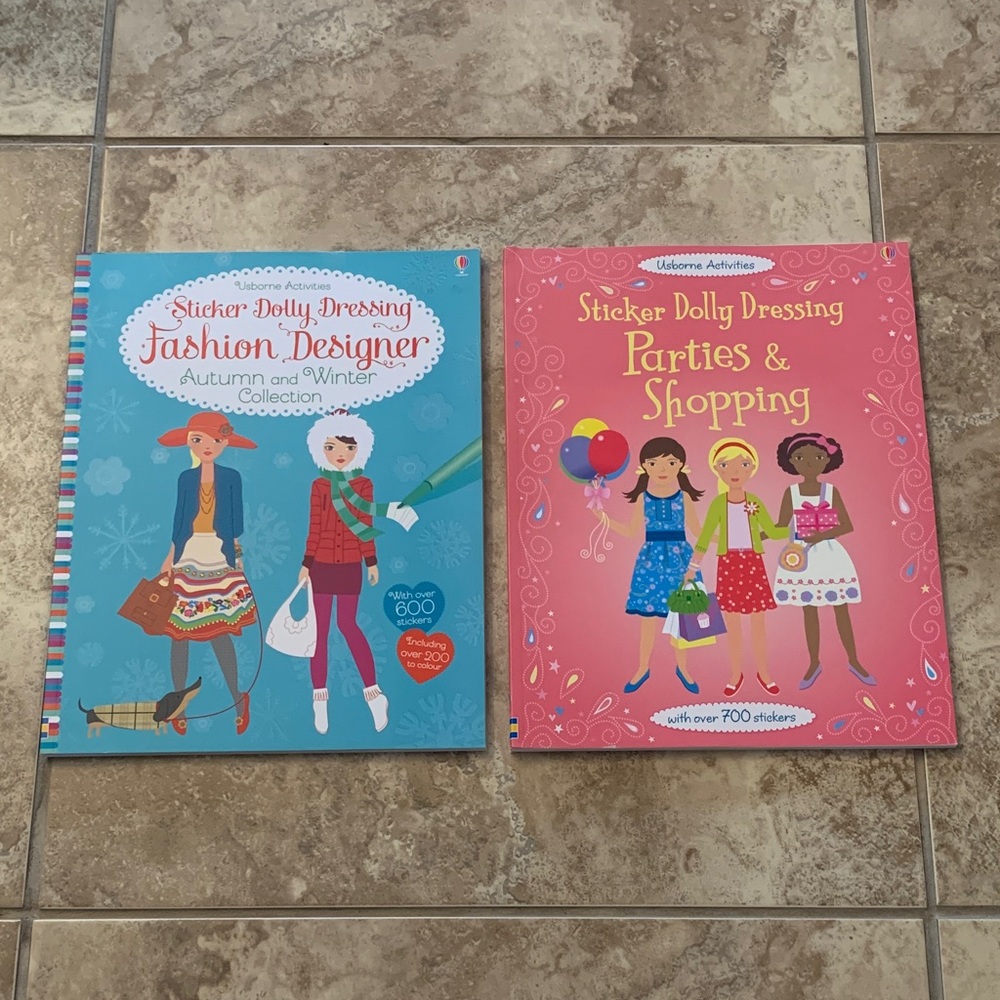 Usborne NEW Sticker Dolly Dressing Fashion Designer and Parties & Shopping Books